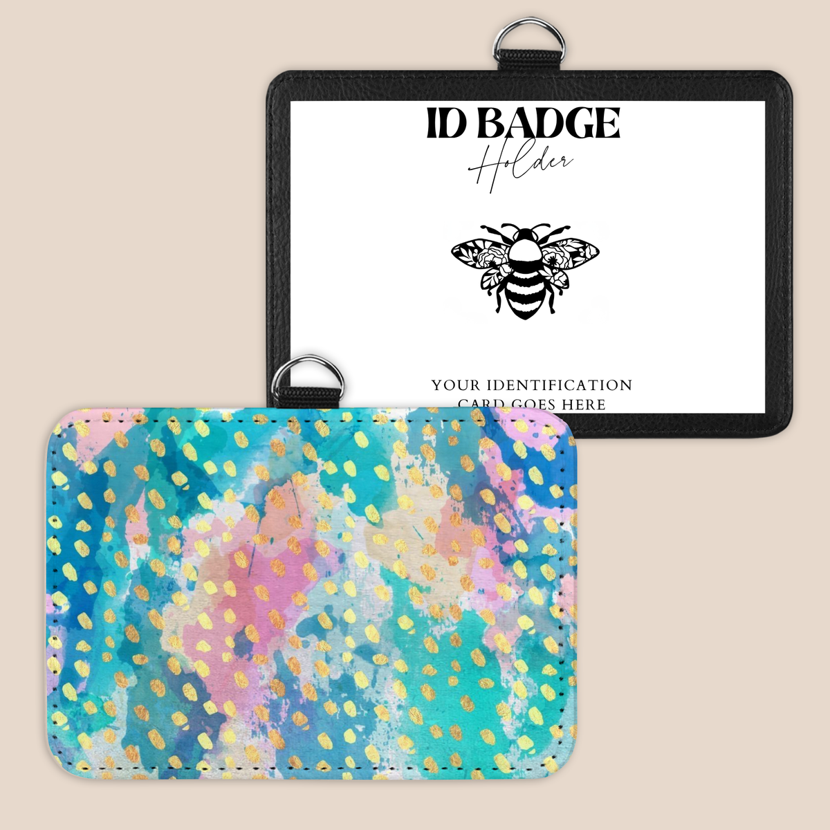 Golden Confetti Dreams Badge Holder