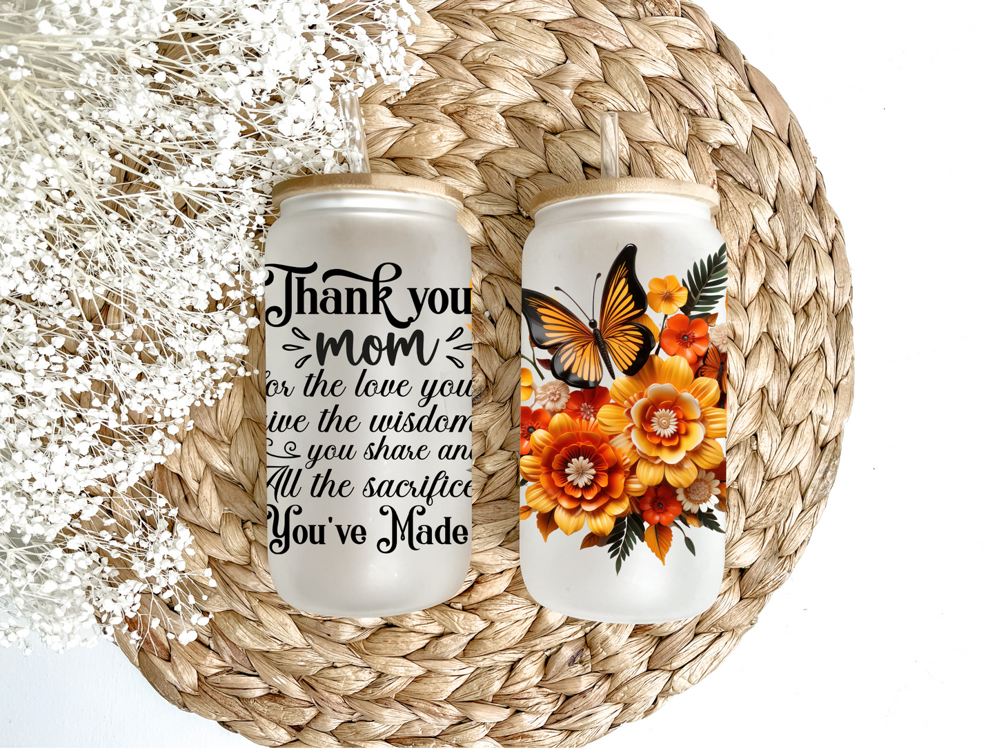 Thank You Mom Glass Can Tumbler