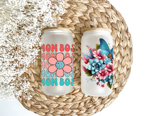 Mom Boss Glass Can Tumbler