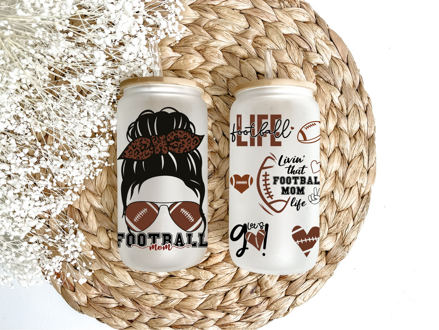 Football Mama Glass Can Tumbler