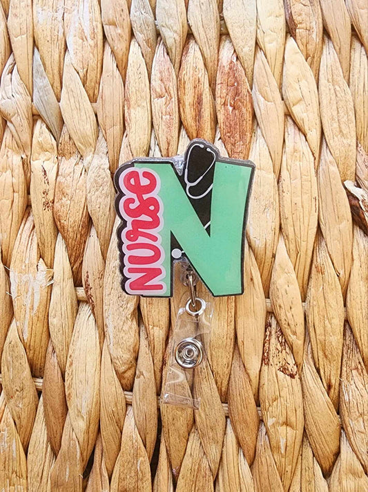 N Is For Nurse (Mint & Pink) Badge Reel