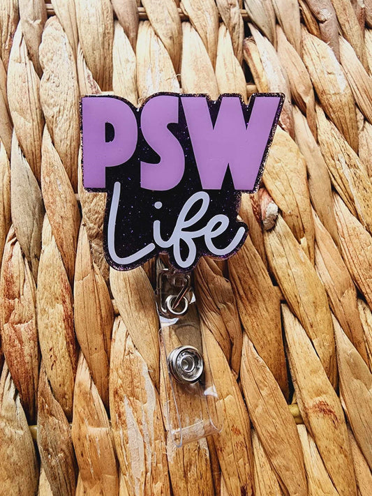 PSW Personal Support Worker Life (Purple) Badge Reel