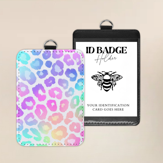 Rainbow Leopard Love Badge Holder