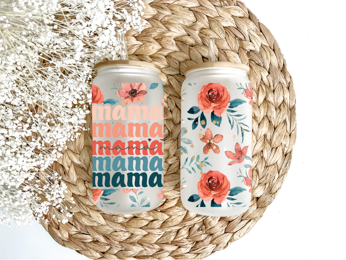 Mama Roses Glass Can Tumbler