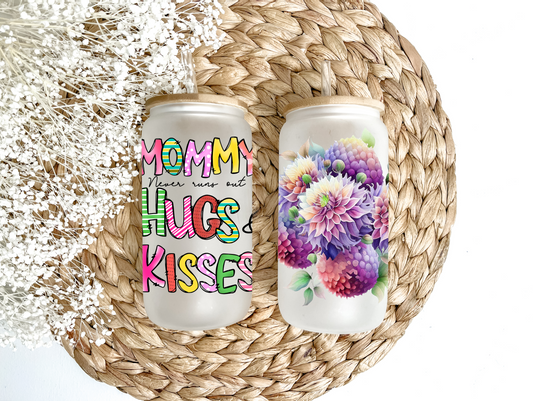 Mommy Hugs & Kisses Glass Can Tumbler