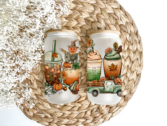 "Vintage Fall Farm Truck" Glass Can Tumbler