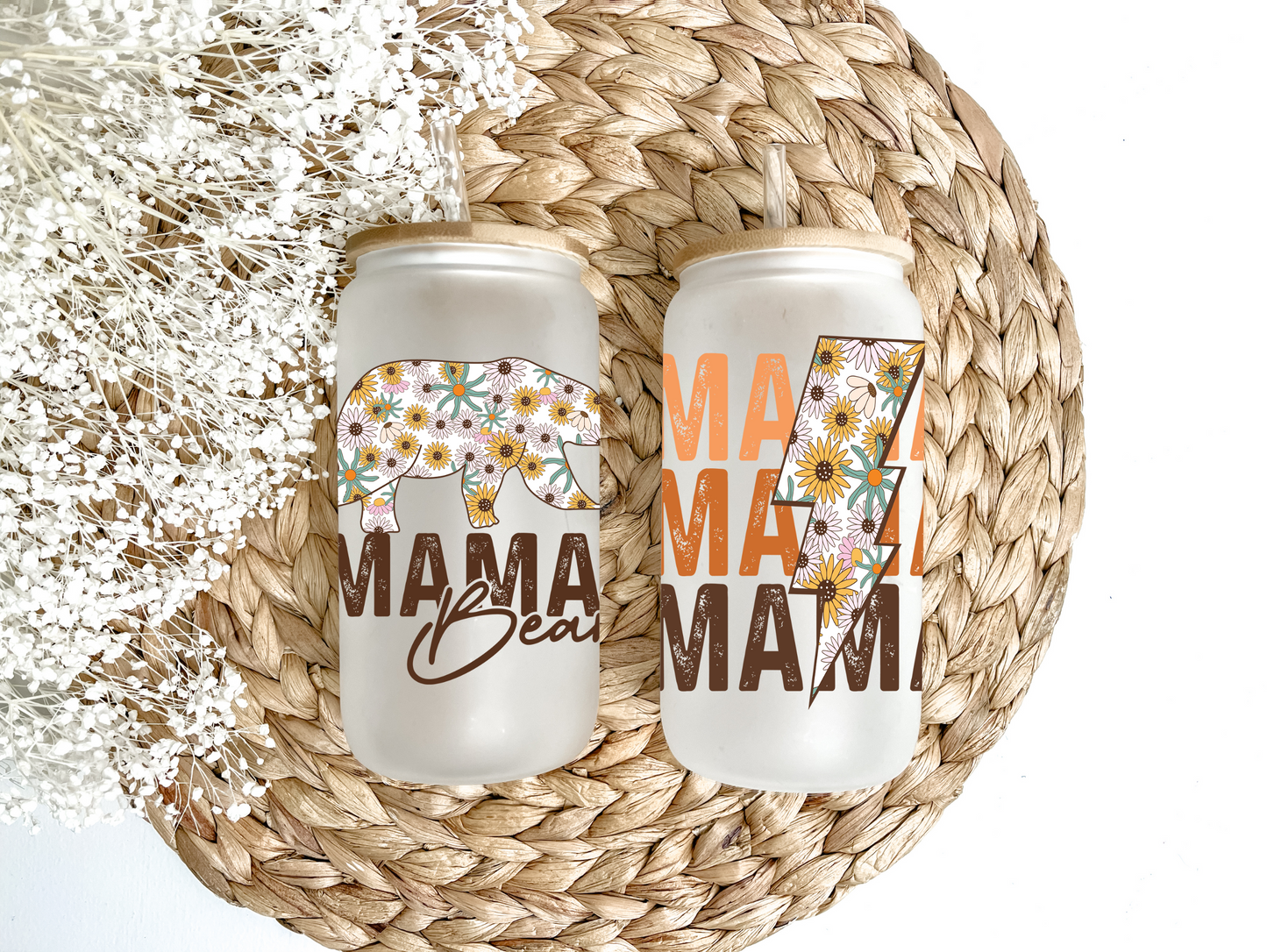 Paisley Mama Bear Glass Can Tumbler