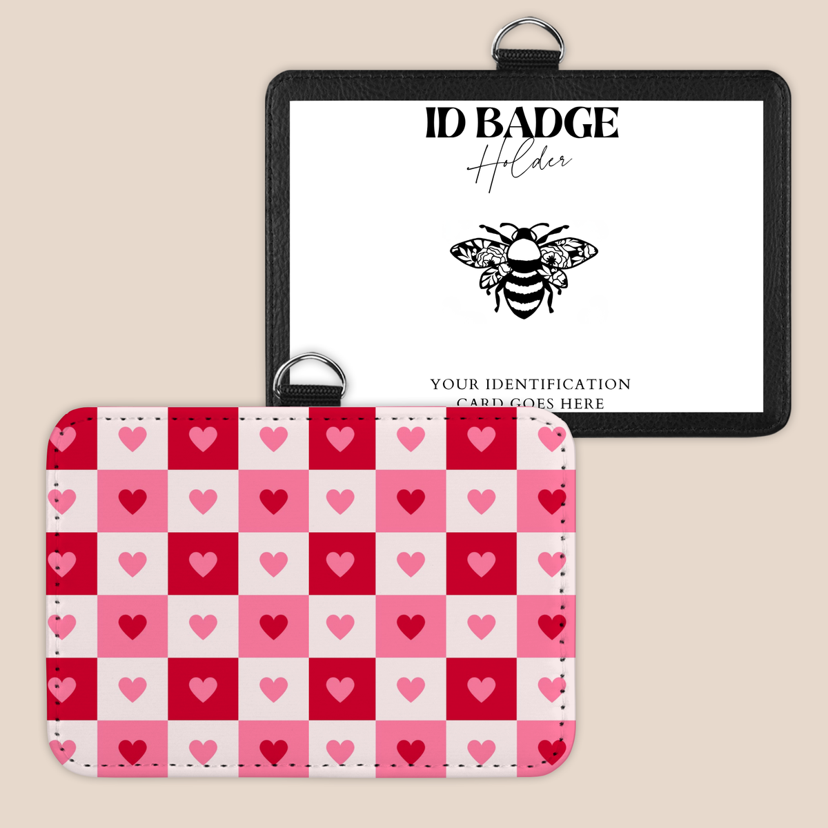 Love Checkers Badge Holder
