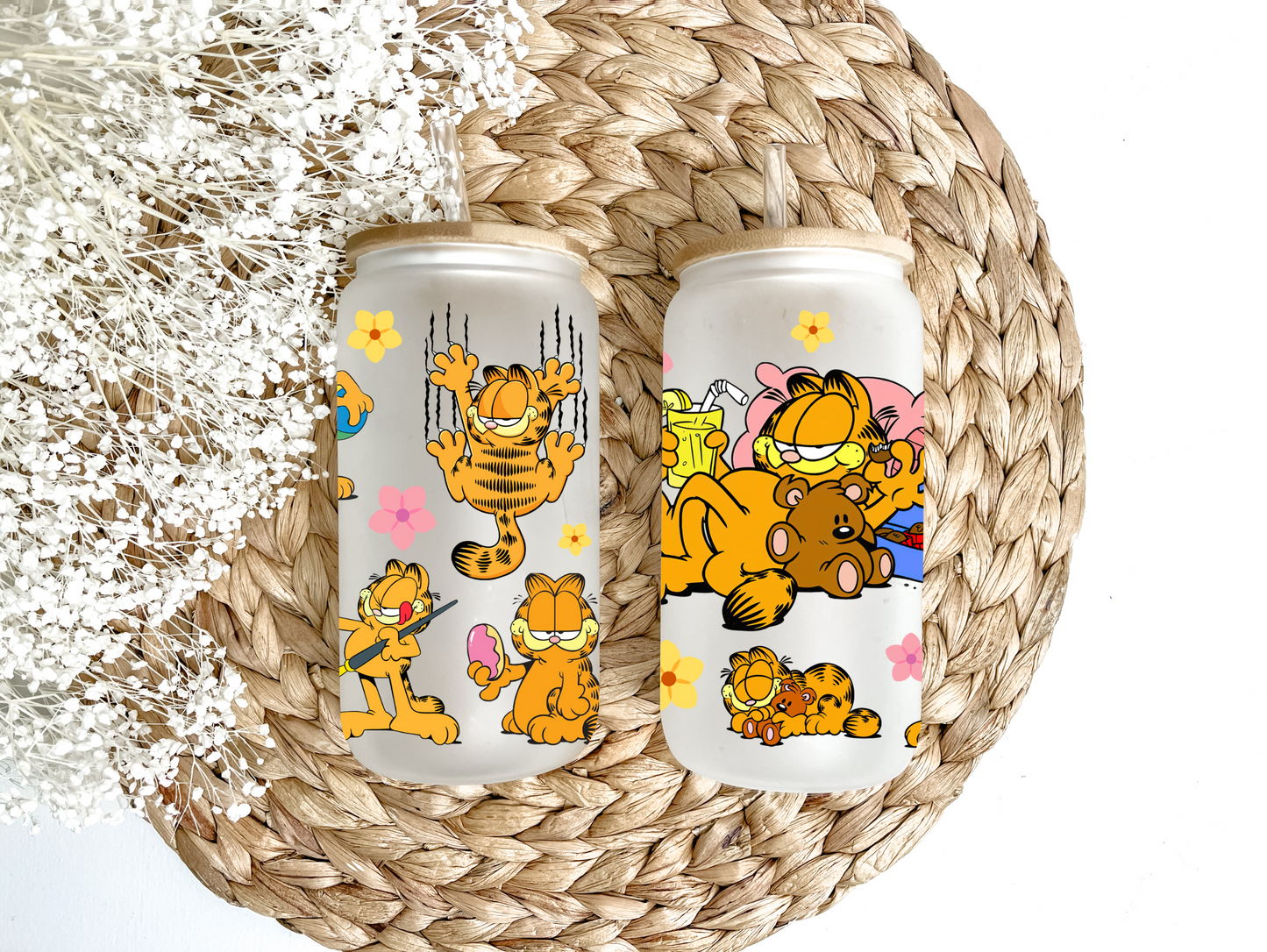 Big Orange Cat Glass Can Tumbler