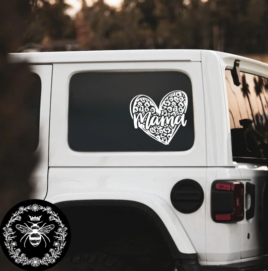 "Cheetah Mama Heart" Decal