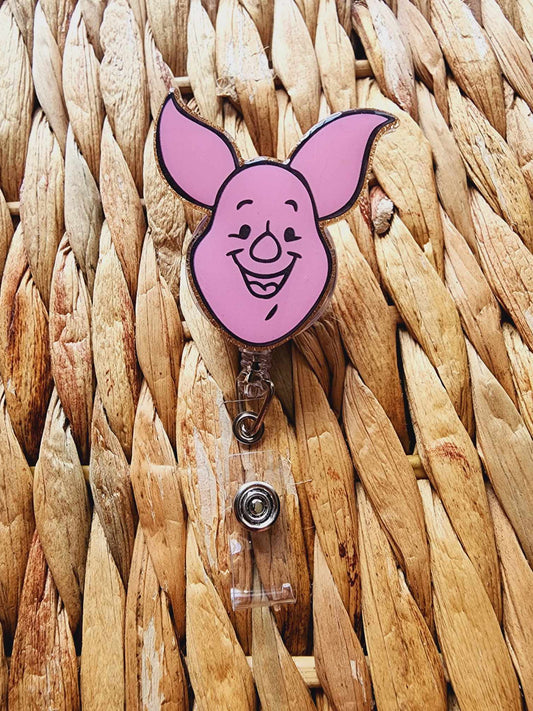 Piglet Face Badge Reel