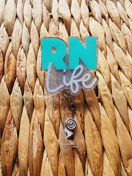 RN Registered Nurse Life (Teal) Badge Reel