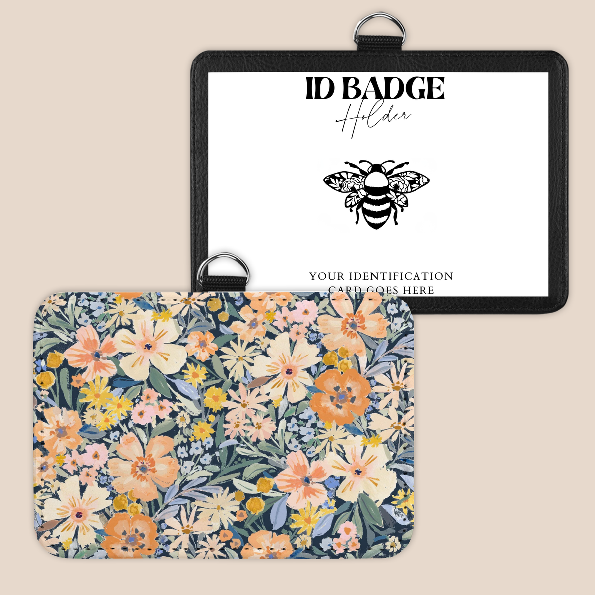 Peach Blossom Meadow Badge Holder