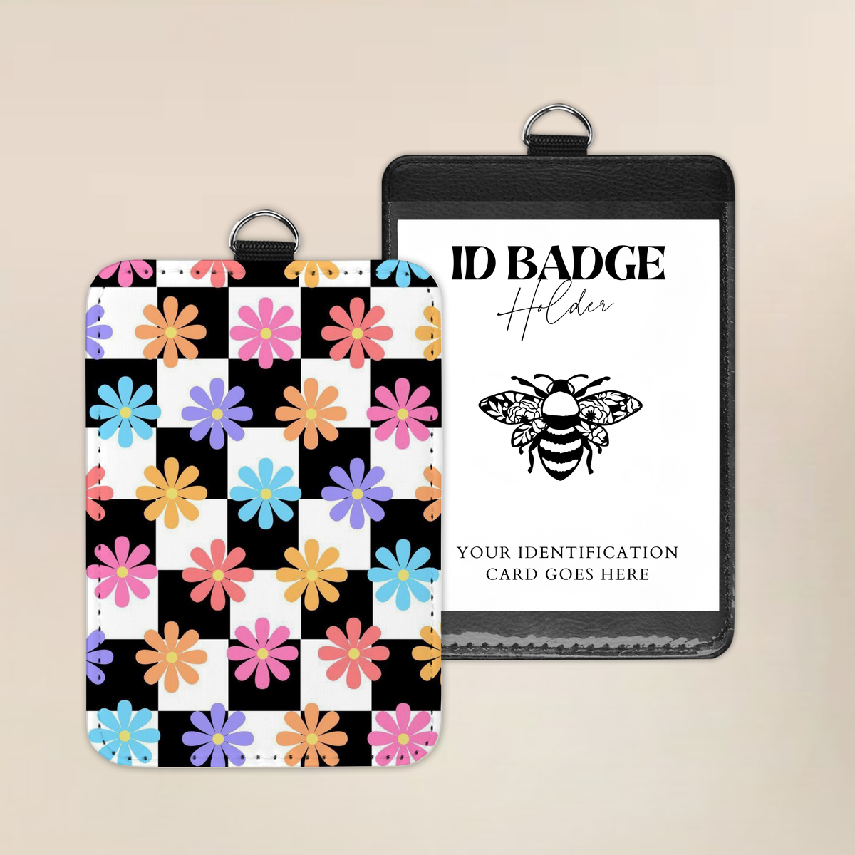 Checkered Petal Paradise Badge Holder