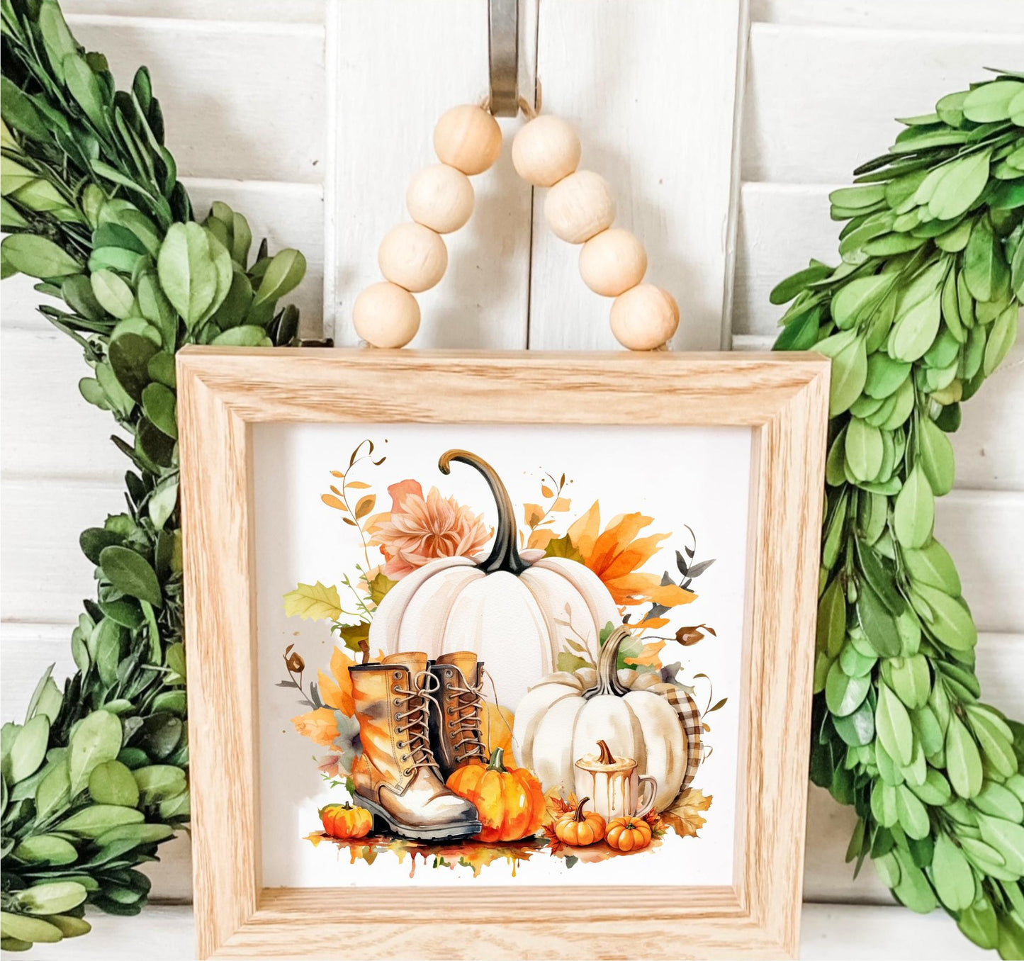 Vintage White Pumpkins & Boots