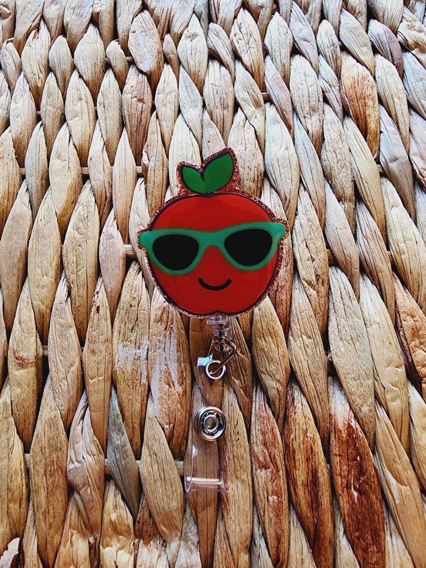 Apple With Glasses Badge Reel