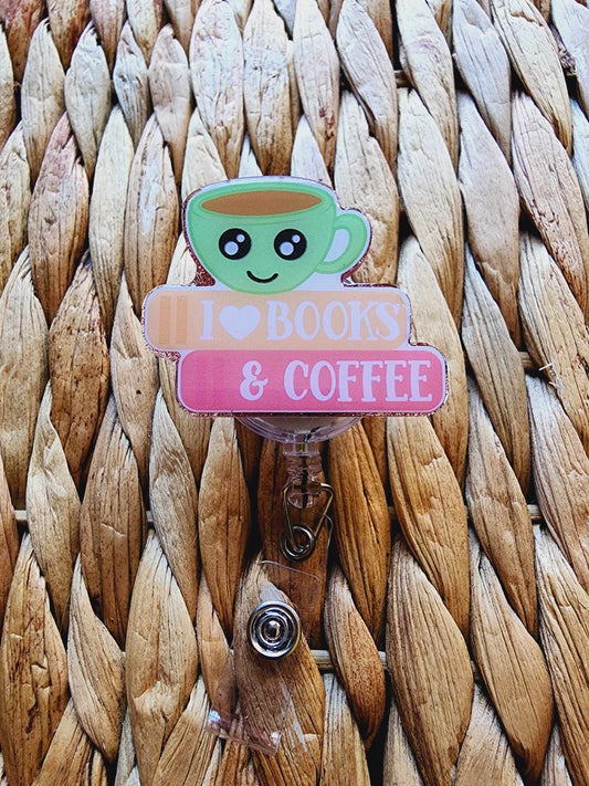 I Love Books & Coffee Badge Reel