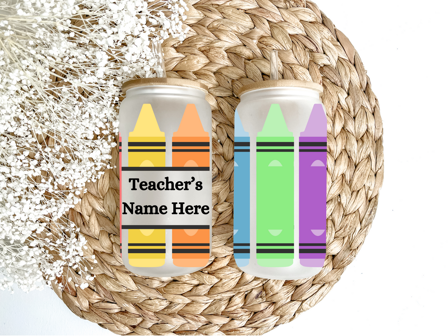 Personalized Crayon Box Glass Can Tumbler