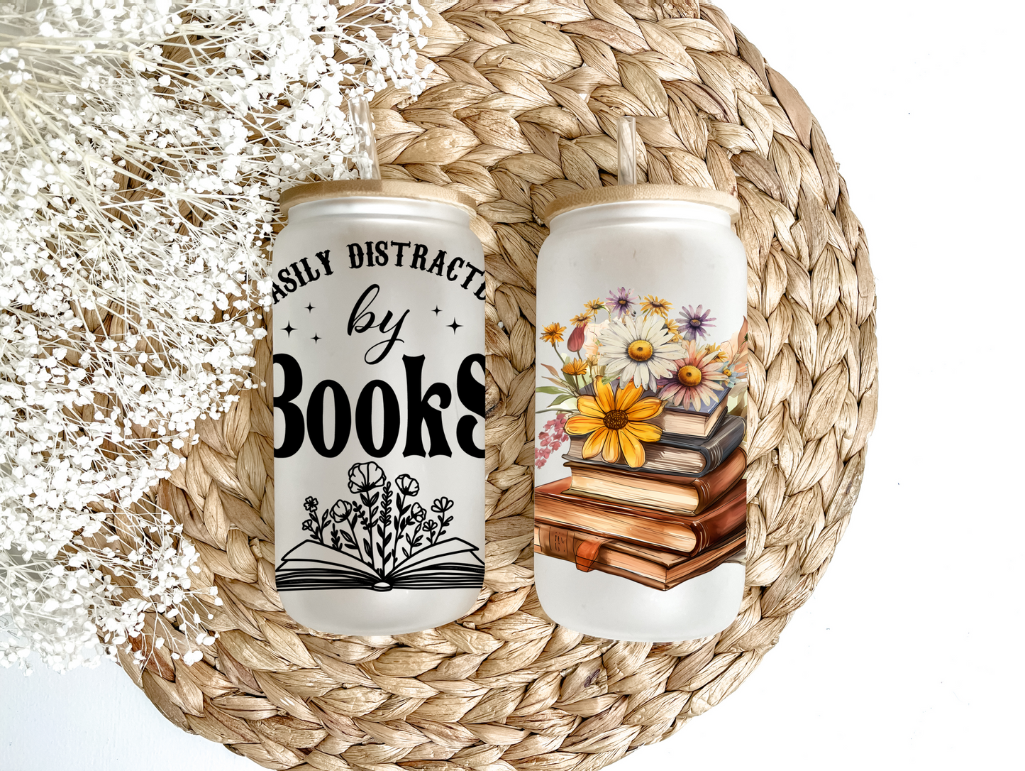 Distracted By Books Glass Can Tumbler