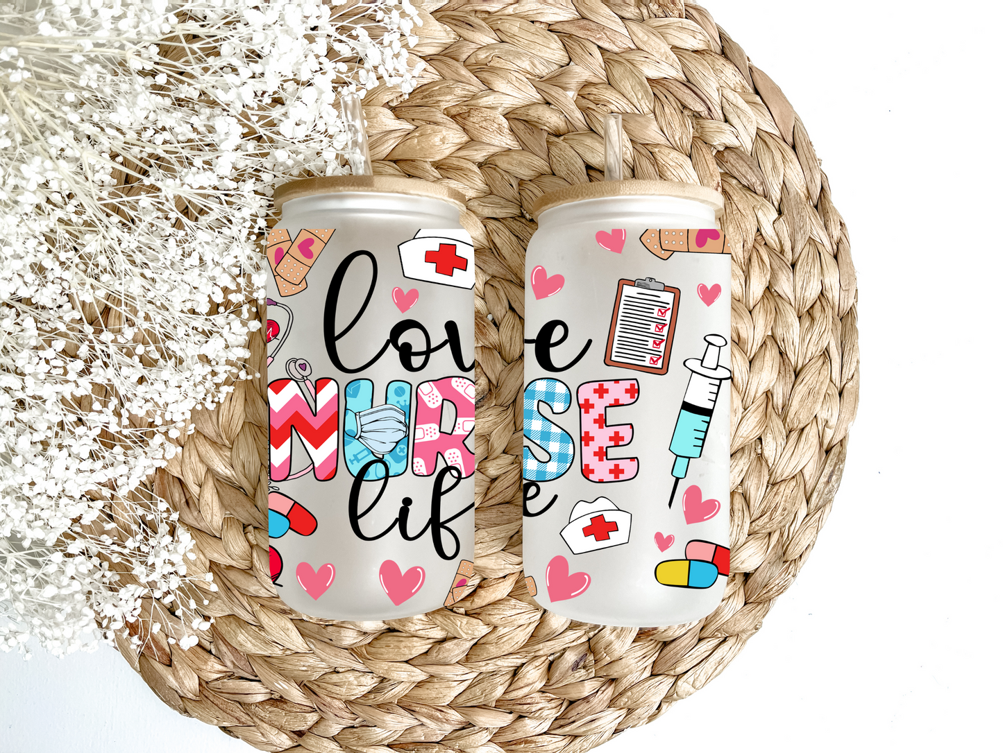 Love Nurse Life Glass Can Tumbler