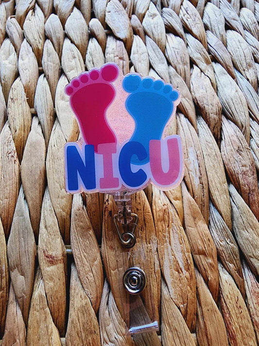 NICU Baby Feet Badge Reel