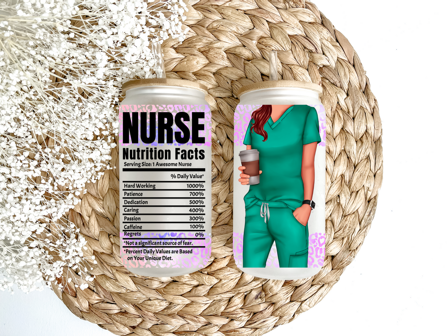 Leopard Nurse Nutritional Facts Glass Can Tumbler