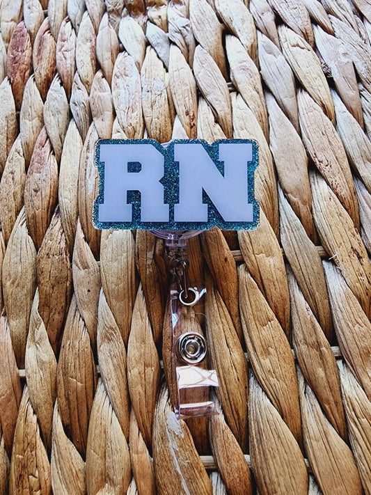 RN Registered Nurse Initials Badge Reel (Blue)