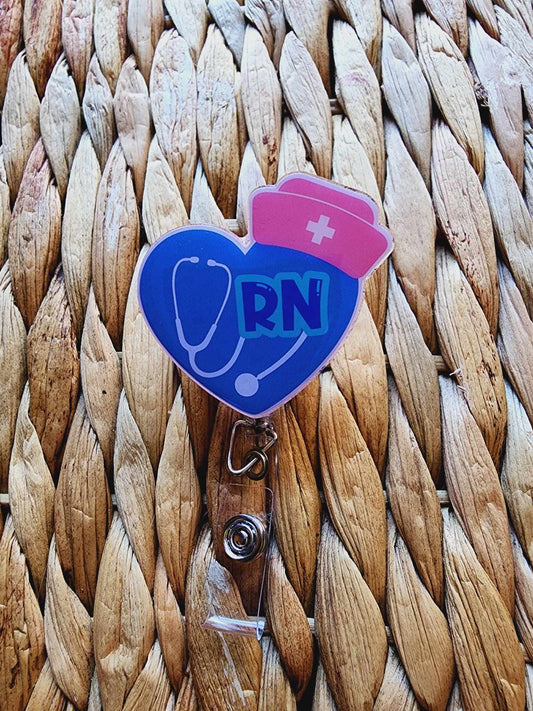 RN Registered Nurse Heart Badge Reel