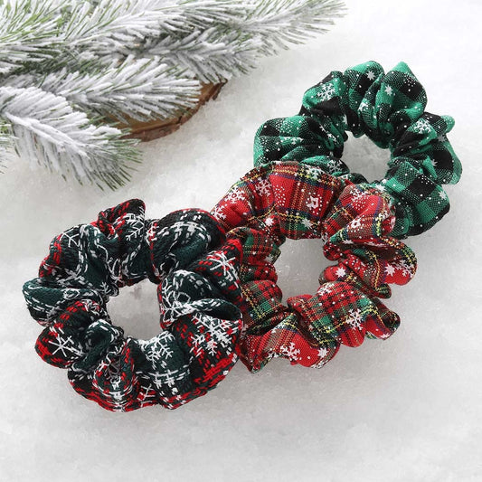 Snowflake Buffalo Plaid Scrunchies