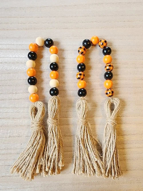 Orange & Black Wood Bead Garland