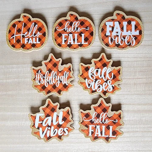 Orange Buffalo Plaid Fall Magnet