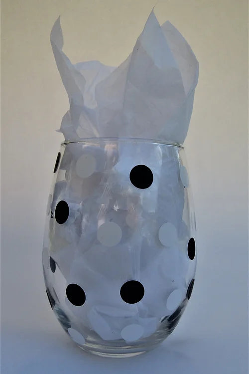 Polka Dot Stemless Wine Glass