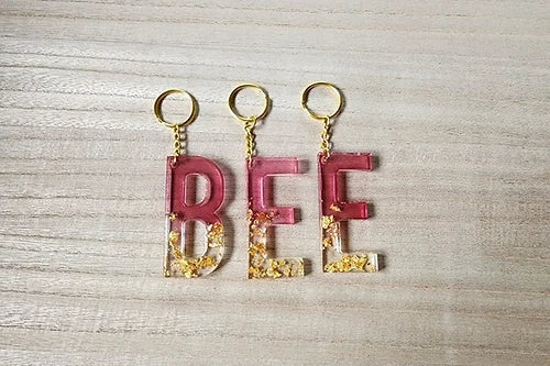 Pink & Gold Initial Keychain