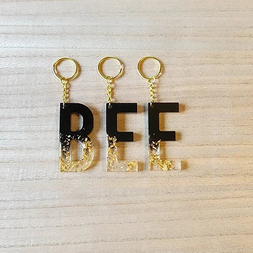 Black & Gold Initial Keychain