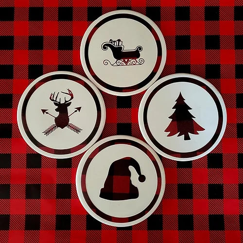 Winter Buffalo Plaid Coasters