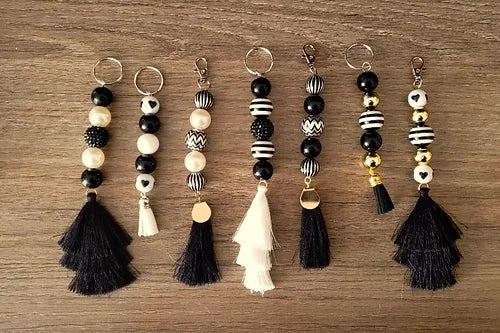 Black & White Bead Keychain Collection