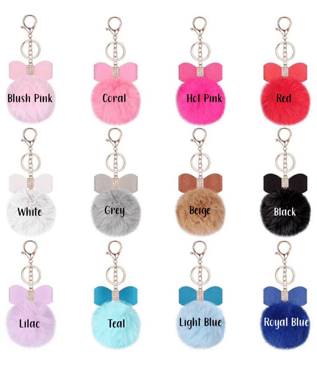 Pom Pom Keychain With Bling Bow