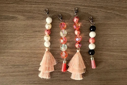 Pink & White Bead Keychain Collection