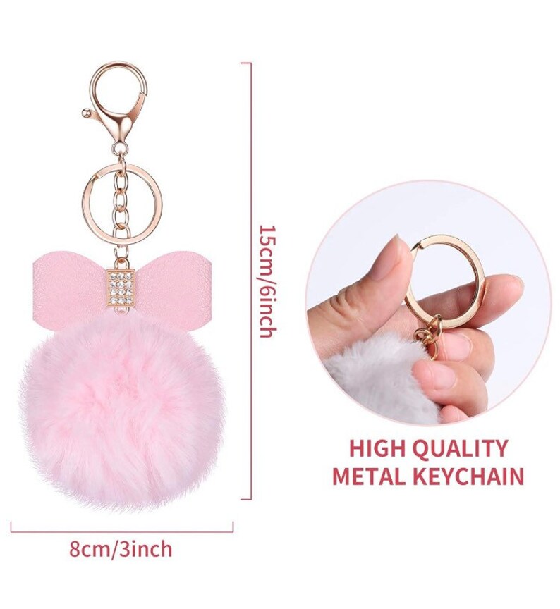 Pom Pom Keychain With Bling Bow